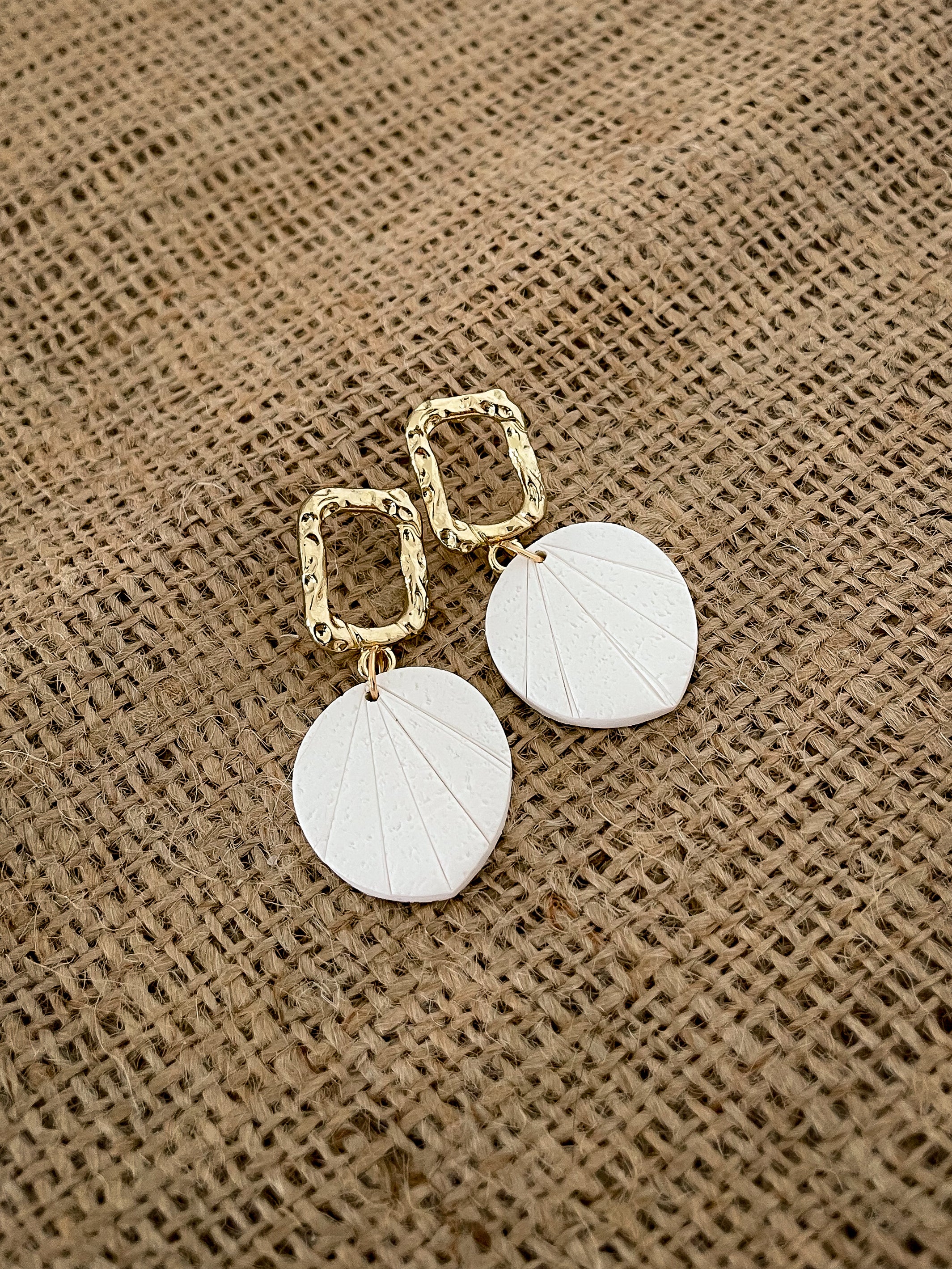 Art Deco Style White Earrings