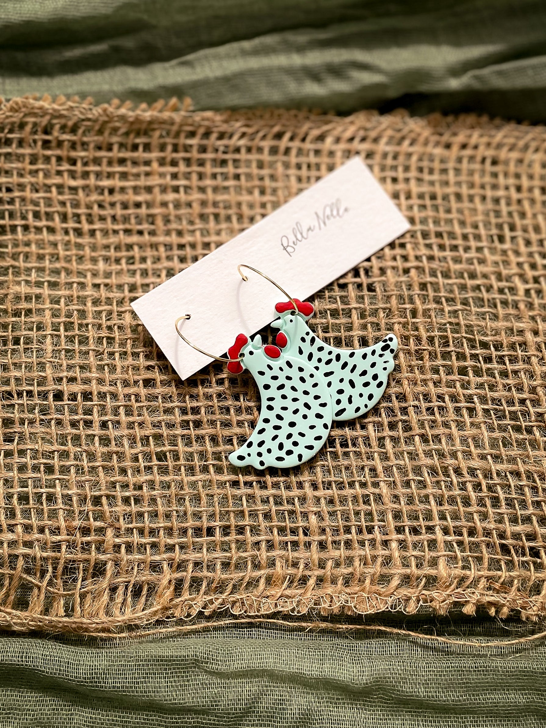 Blue Chickens Hoops Earrings