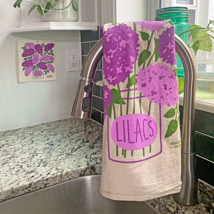Lilac Blooms Tea Towel